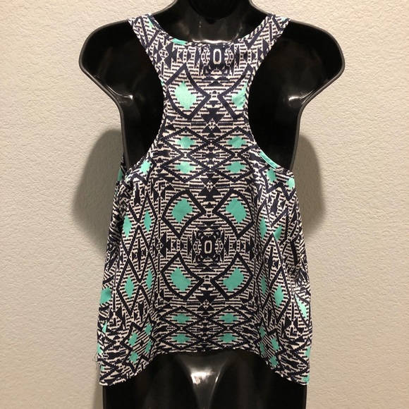 SOLD! One Clothing Black and Teal Patterned Tank. - Picture 2 of 3